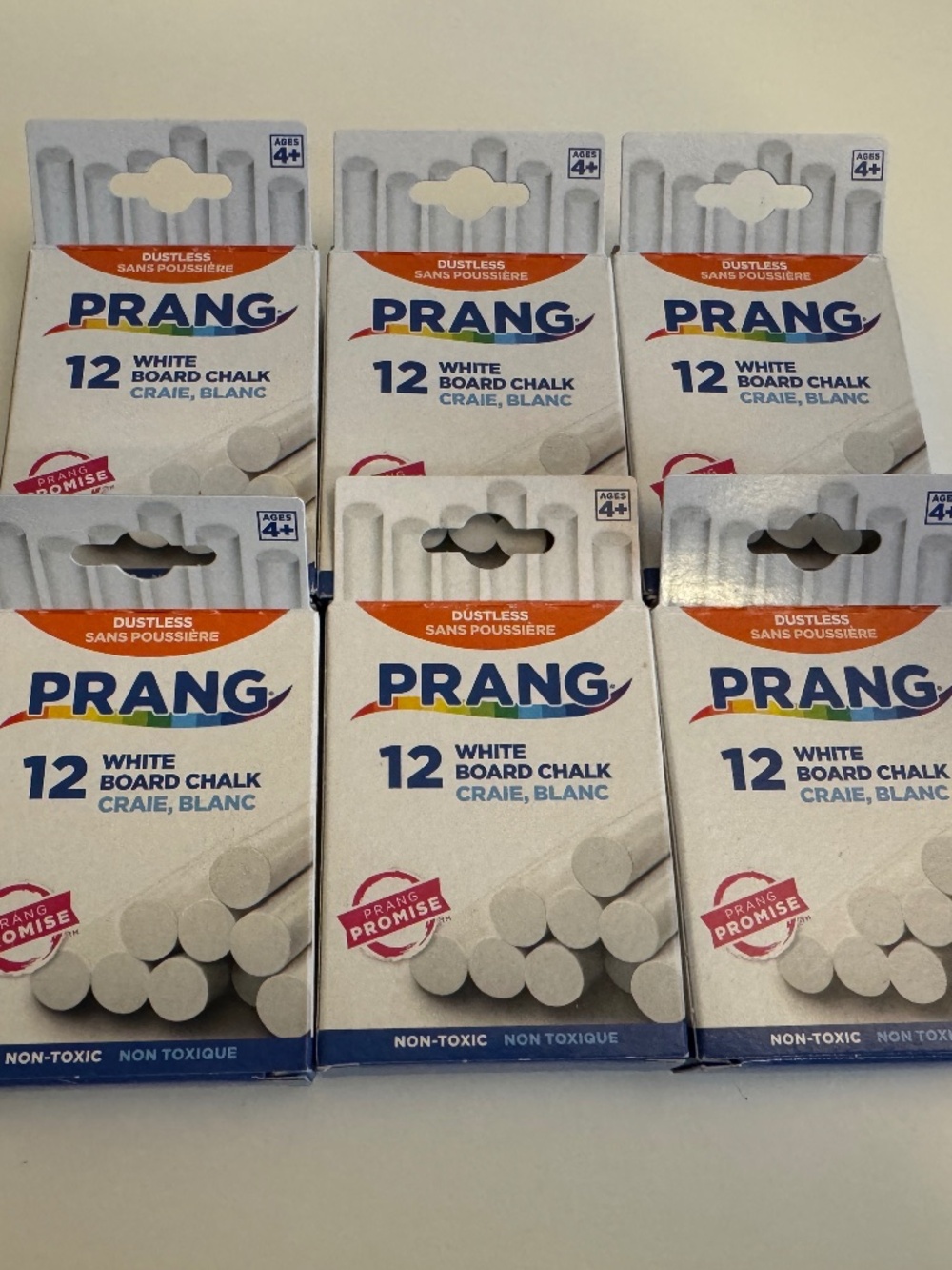 6 boxes of 12 piece white PRANG chalk